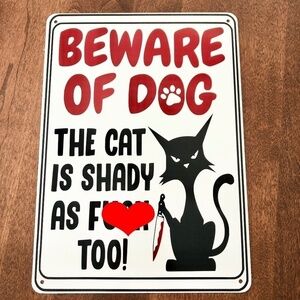 FUNNY Sign, Metal Sign Decor, Beware of Dog, Sign,‎ Nice Condition